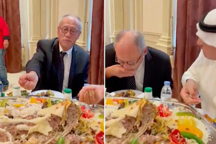 VIDEO: Japanese envoy Fumio Iwai eats Saudi dish the traditional way, gets applauded