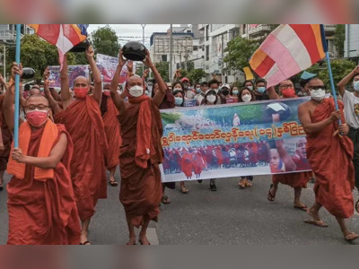 In Myanmar, Pro-Democracy Monks March Against Military Junta