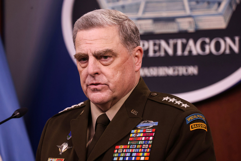U.S. Joint Chiefs Chairman General Mark Milley discusses the end of the military mission in Afghanistan during a news conference at the Pentagon in Washington, U.S., September 1, 2021