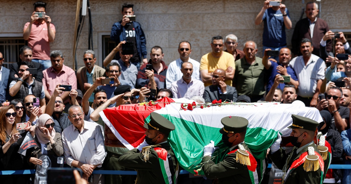 Photos: State service in Ramallah for Shireen Abu Akleh