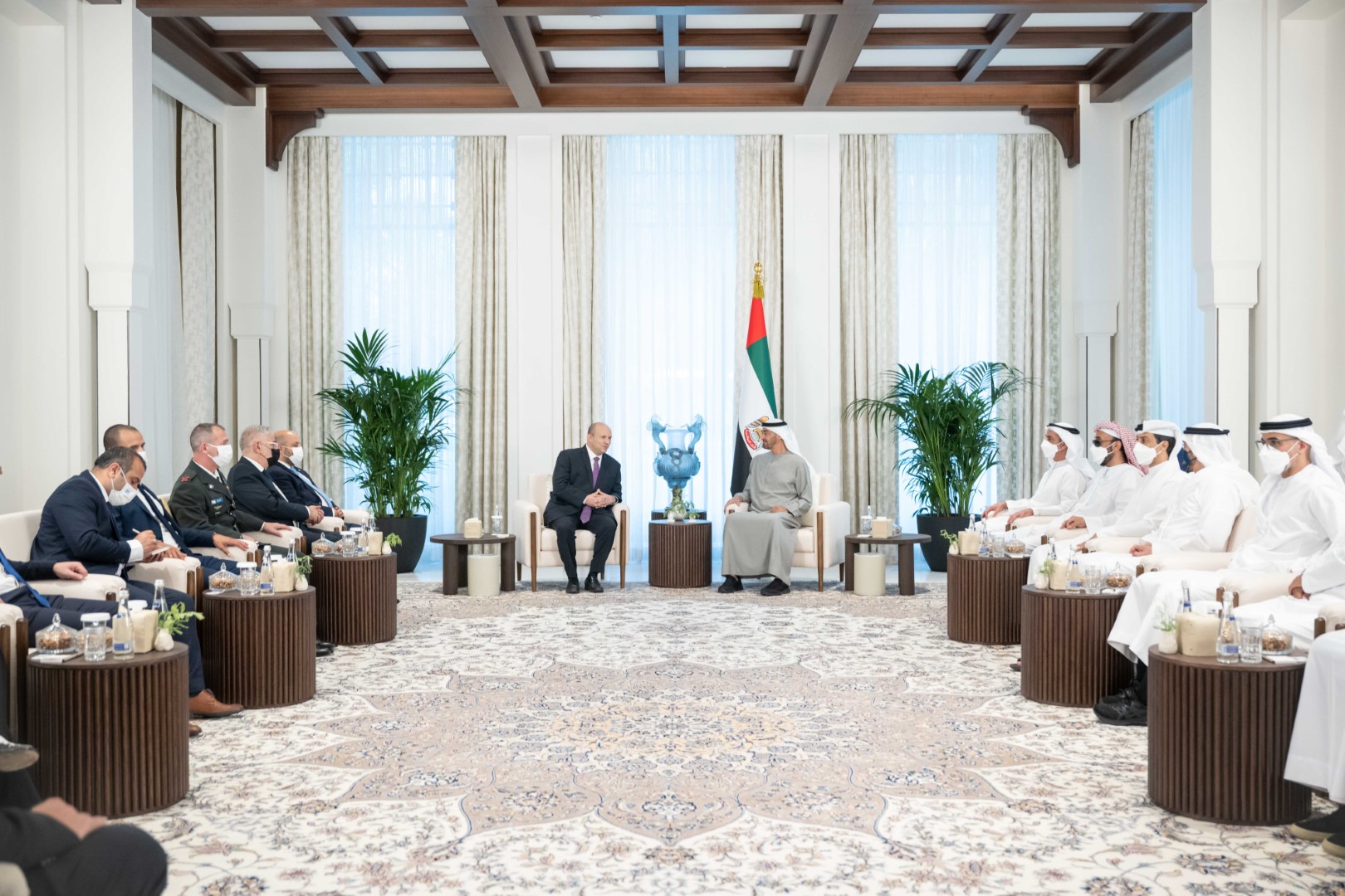 Israel’s Prime Minister met with the UAE’s President during an official visit to Abu Dhabi on Thursday