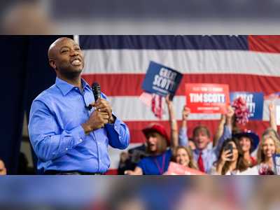 Trump took a swipe at Ron DeSantis as he welcomed Tim Scott to the 2024 presidential race, calling the South Carolina senator a 'big step up' from the Florida governor