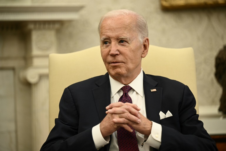 US President Joe Biden, pictured on October 25, 2023, spoke on the phone with the leaders of Egypt and Israel about the Israel-Hamas conflict (Brendan SMIALOWSKI)